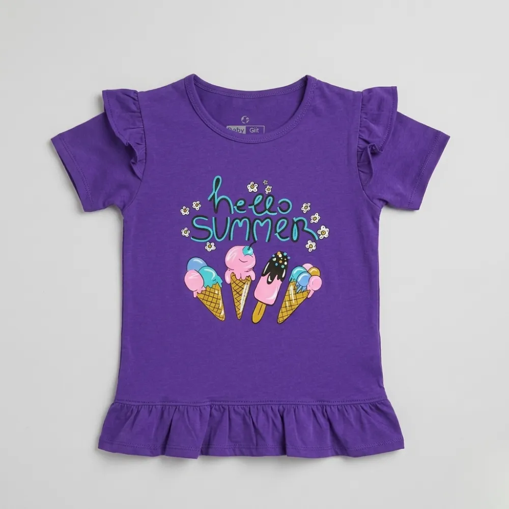 Purple T-Shirt with Ice Cream Design