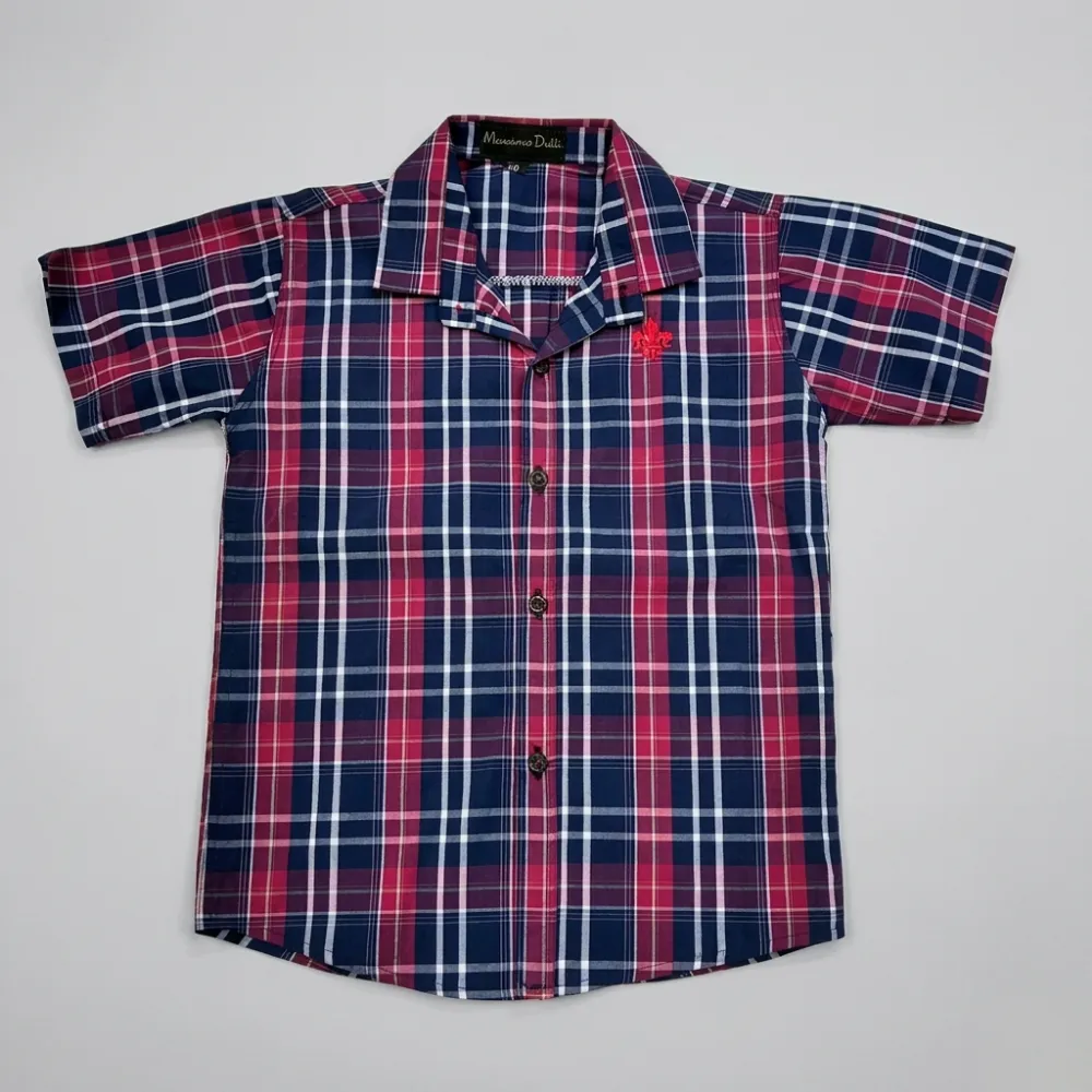 Short-Sleeved Plaid Shirt for Children