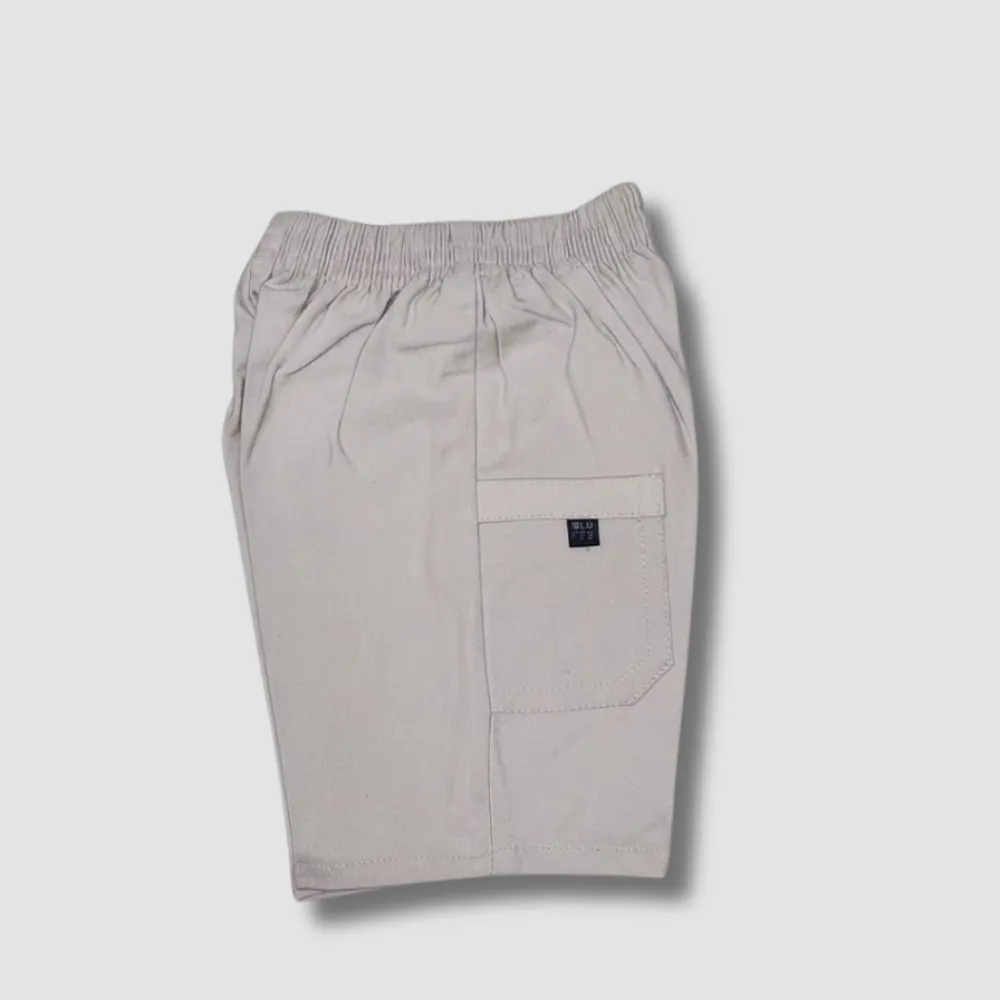 White Elastic Waist Cotton Shorts