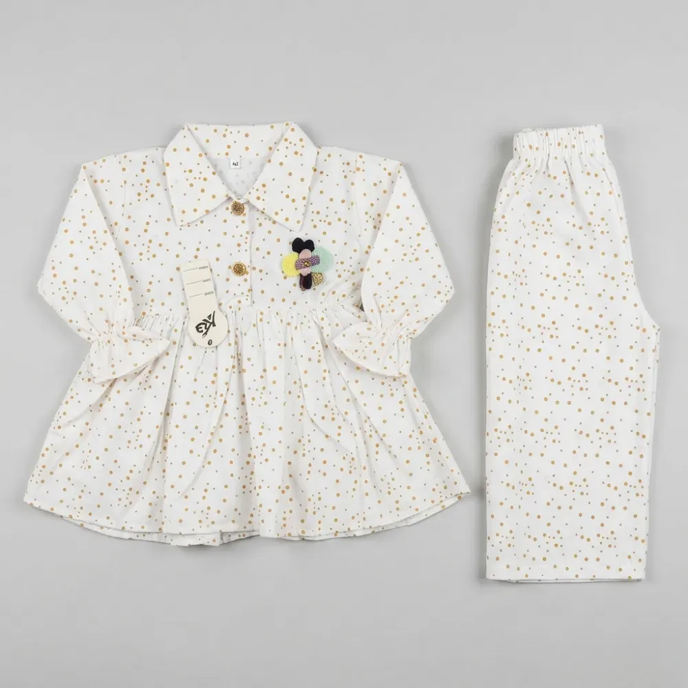 White Polka Dot Shirt and Pants Set