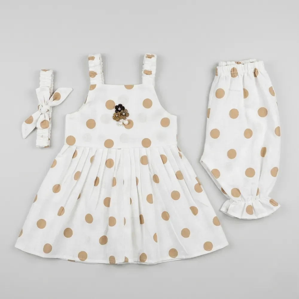 Adorable Baby Girl Polka Dot Dress and Pants Set