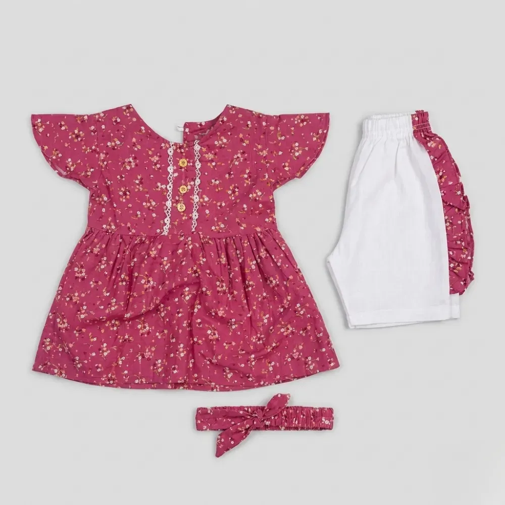 Pink Floral Dress Set for Kids