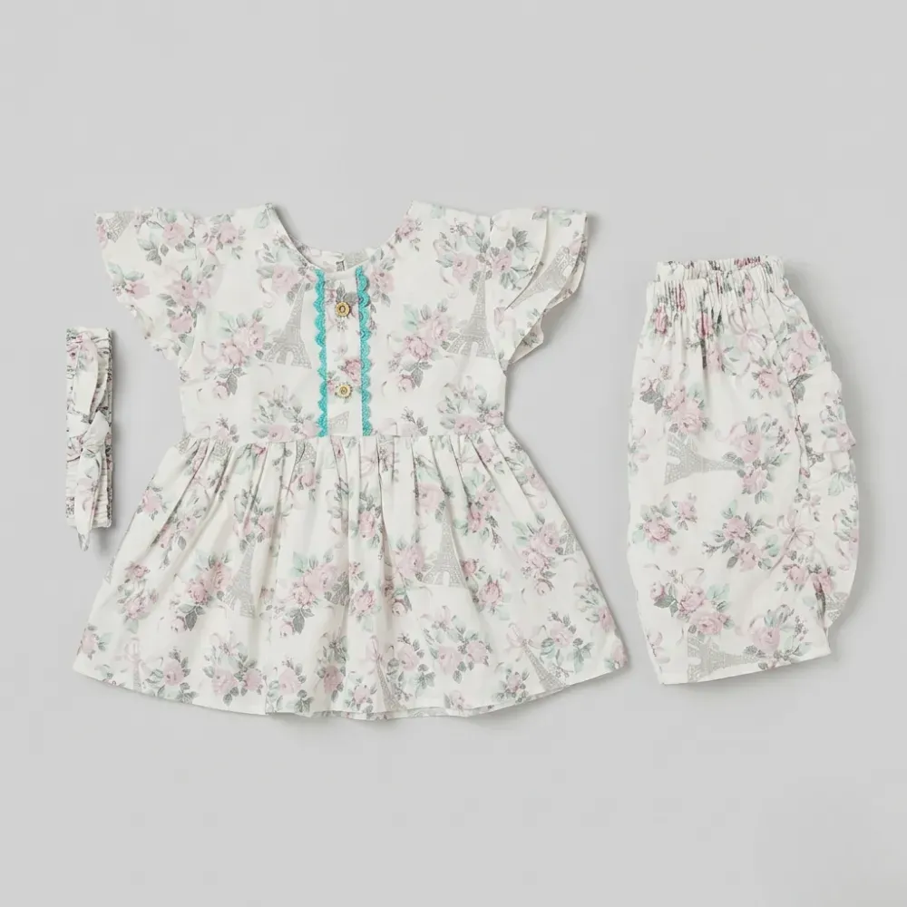 Floral Dress and Pants Set for Girls