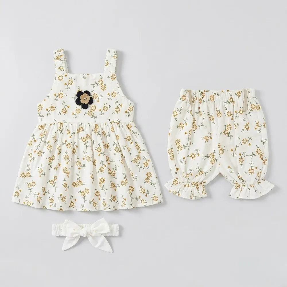 Adorable White Floral Baby Girl Outfit