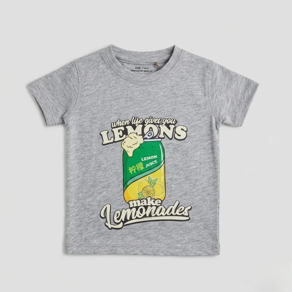 Gray T-Shirt with Lemon Juice Design