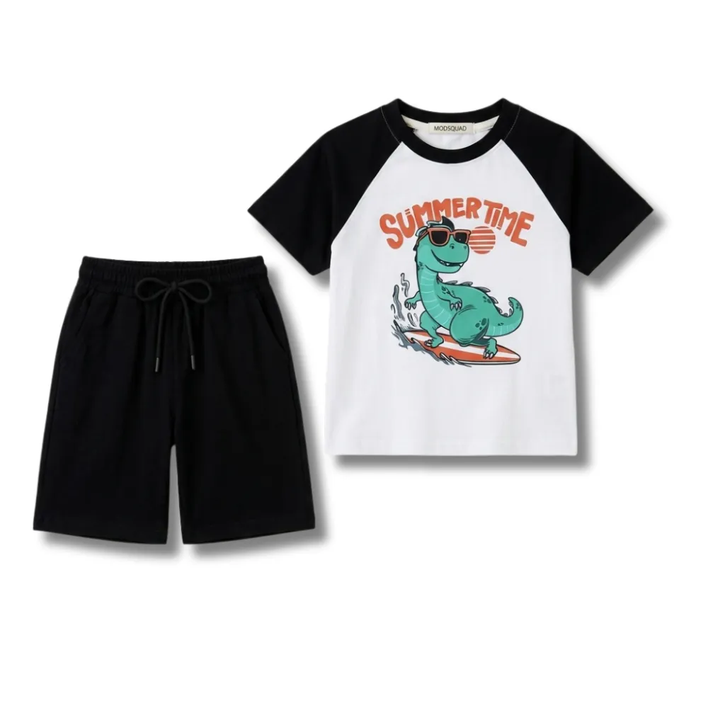 Young Boy in Summer Outfit on the Beach Shirt and Shorts.