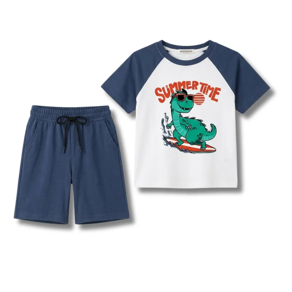 Young Boy in Summer Outfit on the Beach Shirt and Shorts.