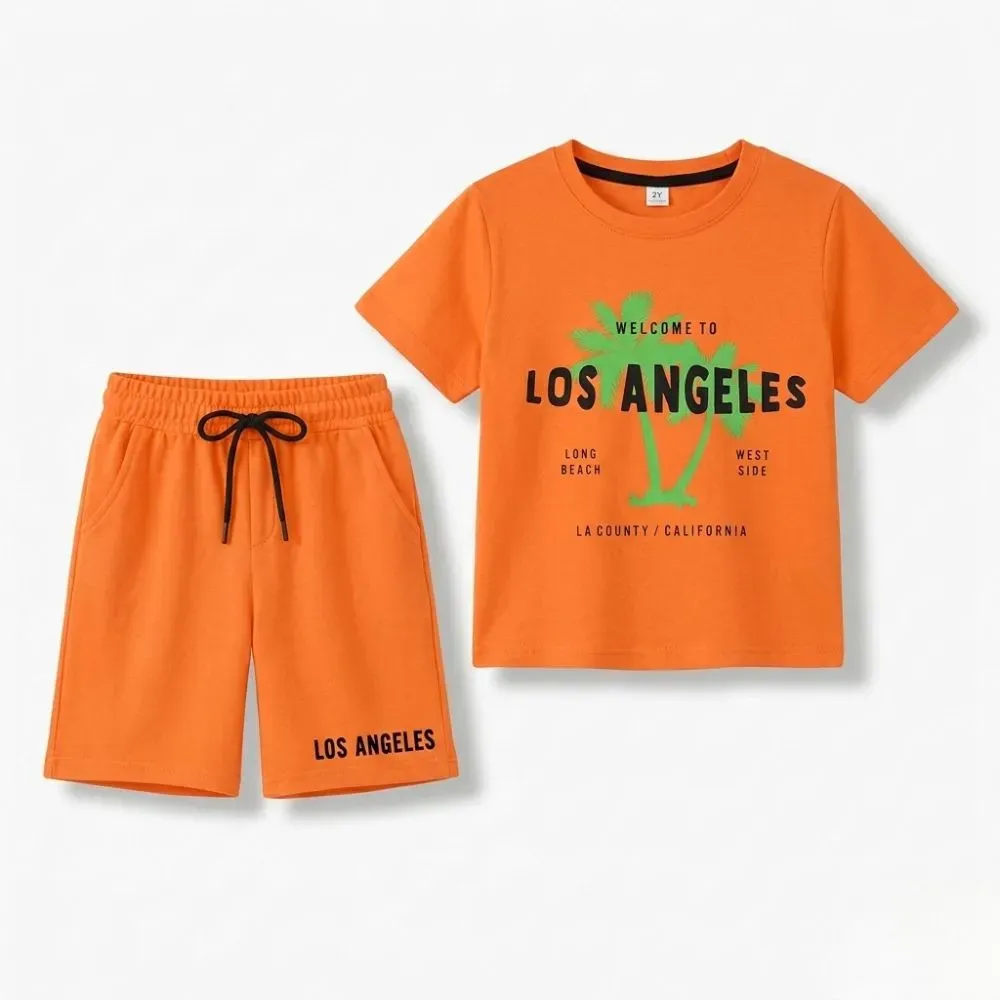 Los Angeles Kids Clothing Set in Vibrant Orange